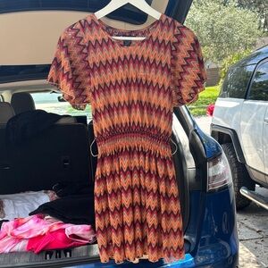 Rachael & Chloe Zigzag Mini Dress in Red and Orange